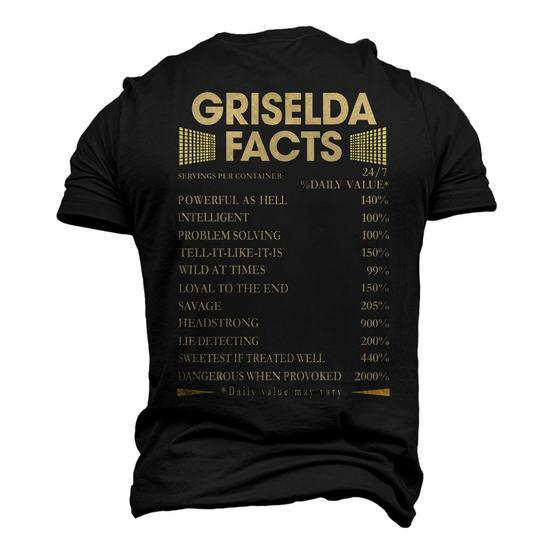 Griselda Name Gift: Griselda Facts Men’s 3D Print Graphic Crewneck Short Sleeve T-Shirt - Back View